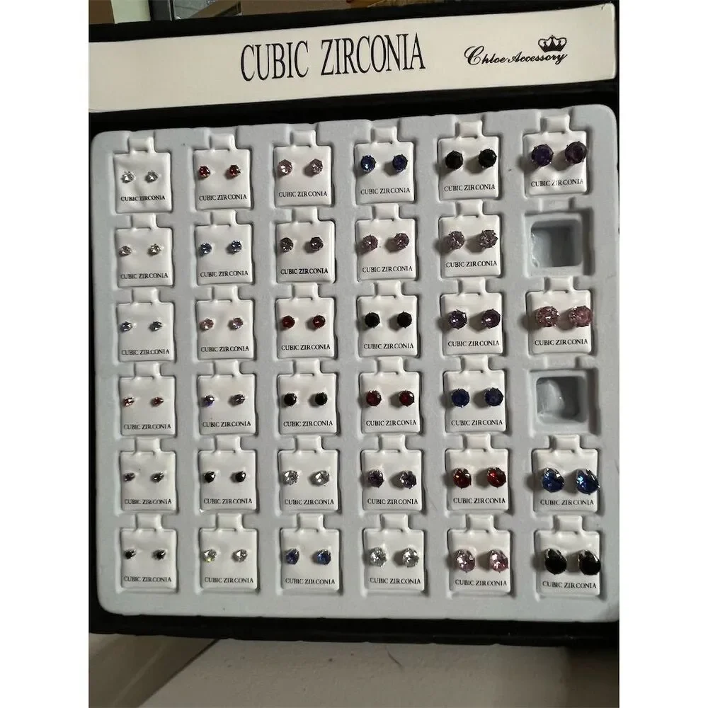 Chloe Purple Cubic Zirconia Stud Earrings Secure Lock Back​ - Picture 3 of 3